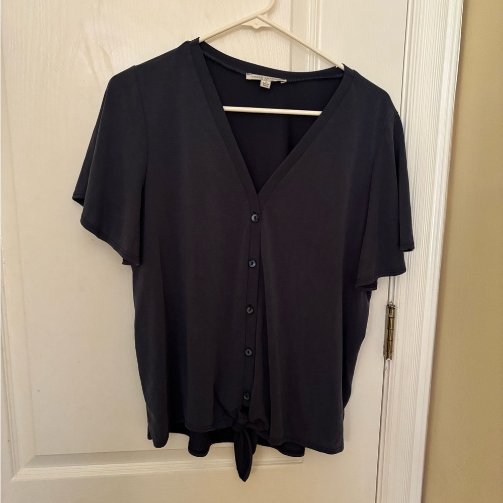 Green Envelope Button-Down Top, Like New - image 4